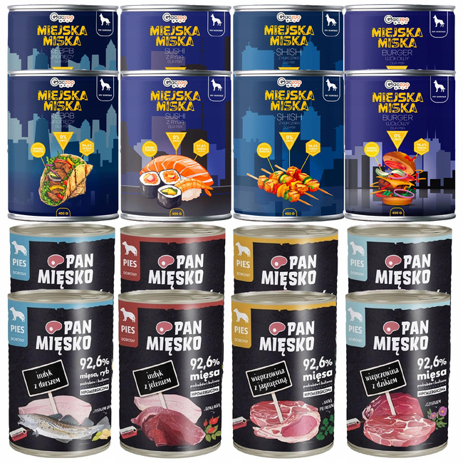 Pan Mięsko Miejska Miska Gaczoo karma mokra dla psa mix smaków 16 x 400g