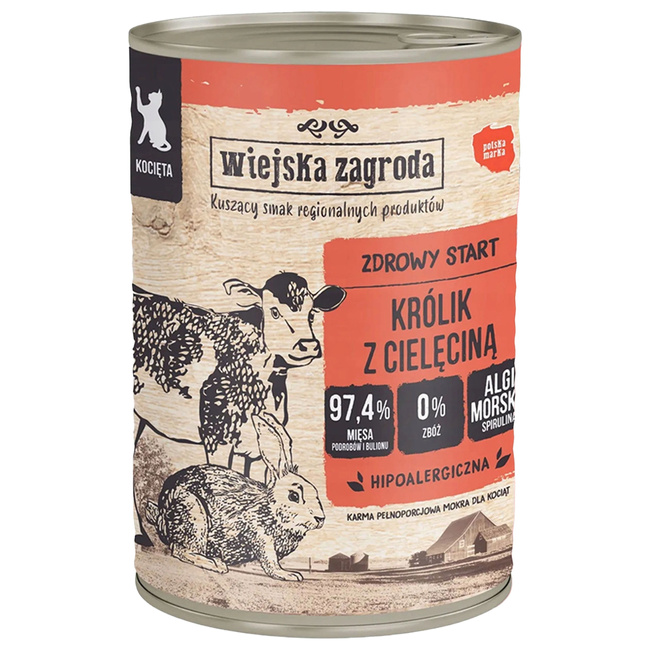 WIEJSKA ZAGRODA Karma mokra dla Kociąt Mix smaków 12 x 400g bezzbożowa