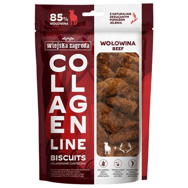 WIEJSKA ZAGRODA COLLAGEN Ciasteczka kolagenowe przysmak psa Wołowina 90g