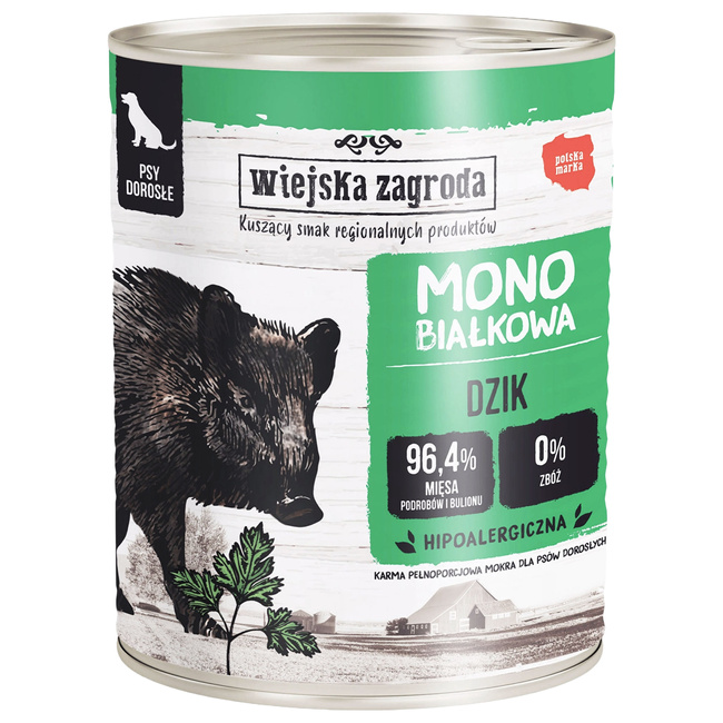 WIEJSKA ZAGRODA Monobiałkowa Mix Smaków karma mokra dla psa 6 x 800g