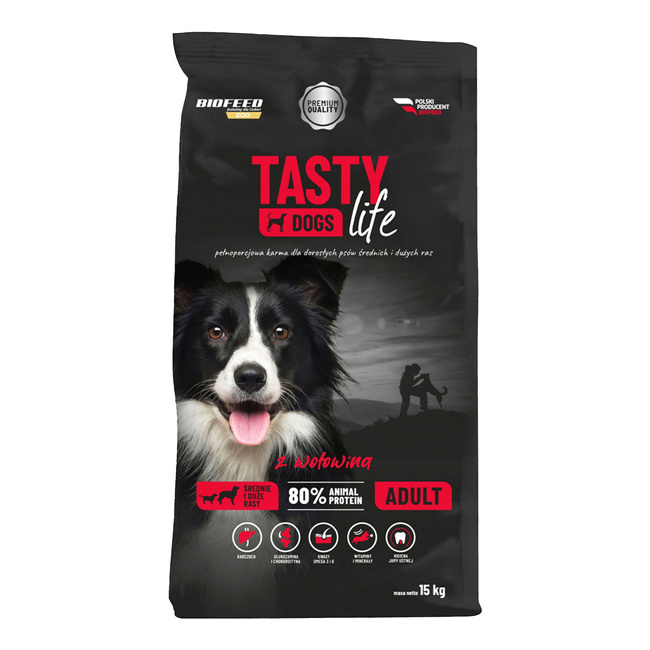 BIOFEED Tasty Dogs Life karma sucha dla psa Wołowina 15 kg