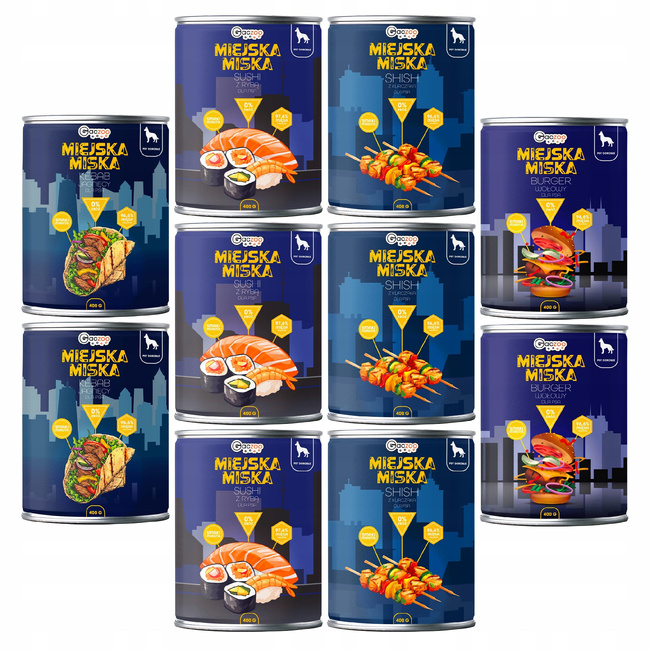 Gaczoo Miejska Miska bezzbożowa karma mokra dla psa Mix smaków 10 x 400g
