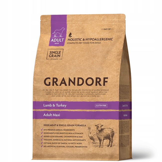 GRANDORF DOG MAXI ADULT karma sucha dla psa Jagnięcina Indyk 3 kg