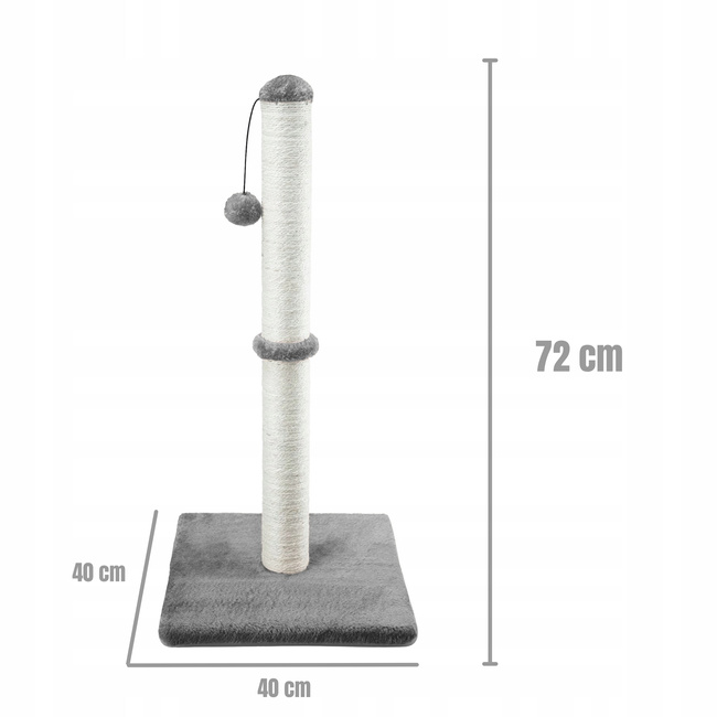 Drapak dla kota Gaczoo słupek z piłeczką jasny szary 40 x 40 x 72 cm