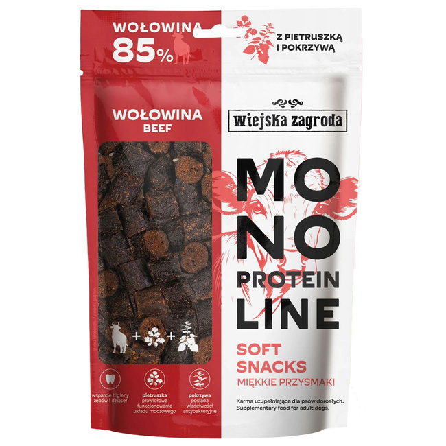 WIEJSKA ZAGRODA MONOPROTEIN miękki smakołyk przysmak dla psa mix 8 x 115g