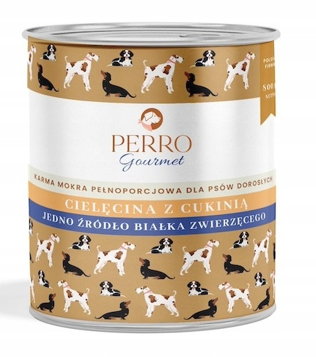 Perro Gourmet Monobiałkowa Karma Mokra dla psa Cielęcina z Cukinią 6 x 800g