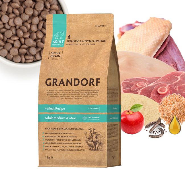 GRANDORF Zdrowa Karma sucha dla psa 4 mięsa 1 kg