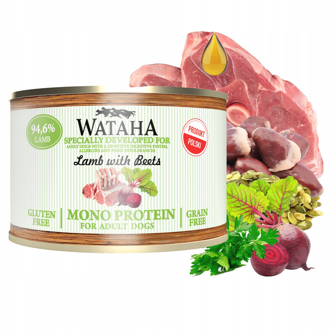 WATAHA Mono Protein Adult karma mokra dla psa mix smaków 24 x 185g