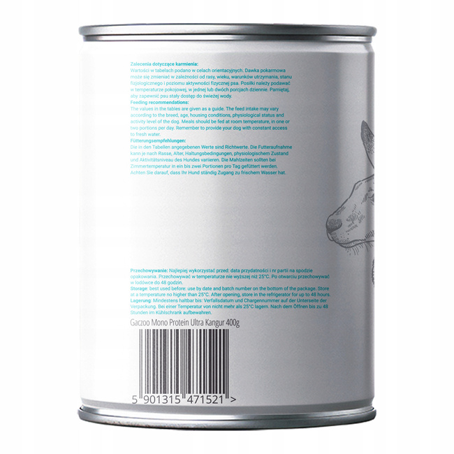 Gaczoo Mono Protein Ultra karma mokra dla psa Kangur 24 x 400g monobiałkowa