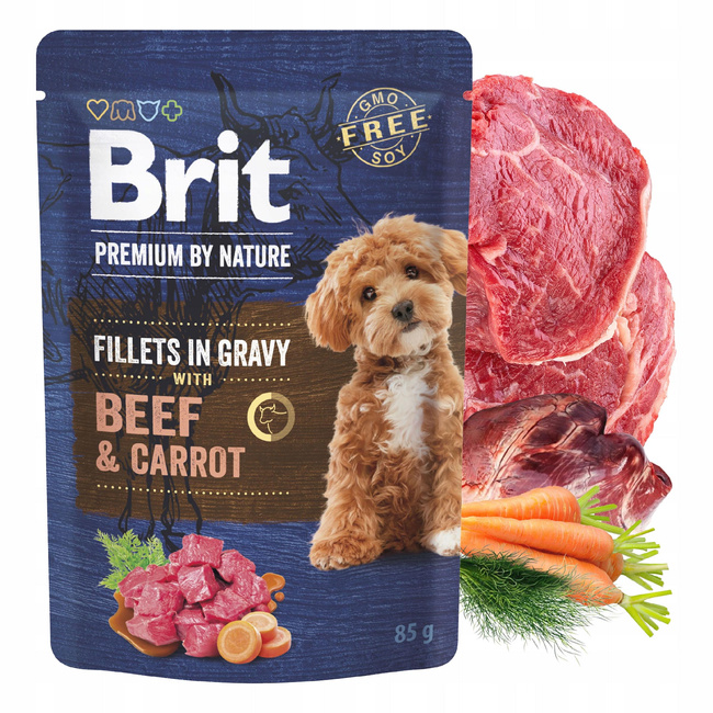 BRIT BY NATURE fileciki karma mokra dla psa Wołowina 85g bezzbożowa