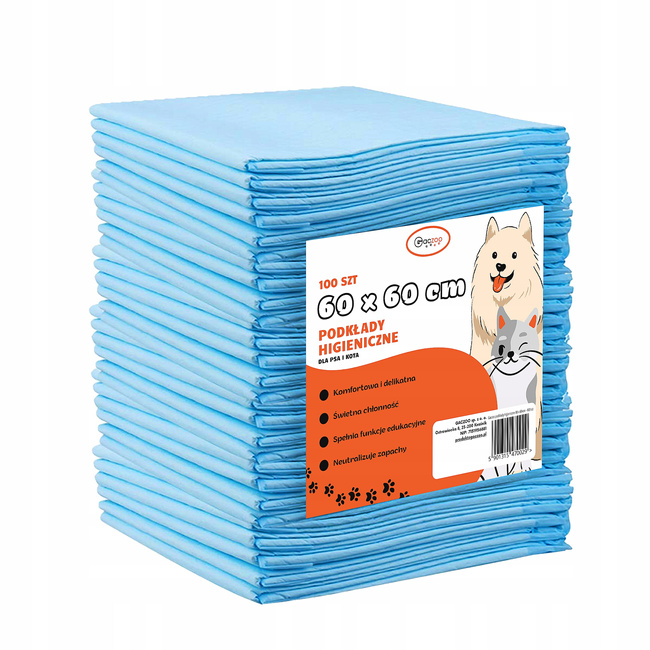 Gaczoo Podkłady higieniczne dla psa i kota maty chłonne 60 x 60 cm 100 szt