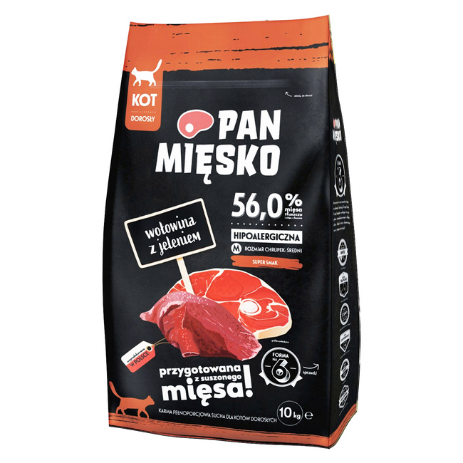 PAN MIĘSKO Karma sucha dla kota Wołowina Jeleń 10 kg