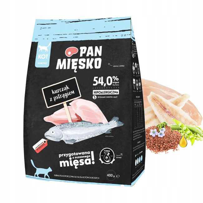 Pan Mięsko Karma dla kota sucha 400 g Kurczak z Pstrągiem