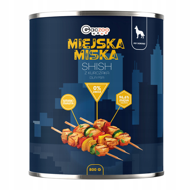 Gaczoo Miejska Miska karma mokra dla psa Shish z Kurczaka 12 x 800g