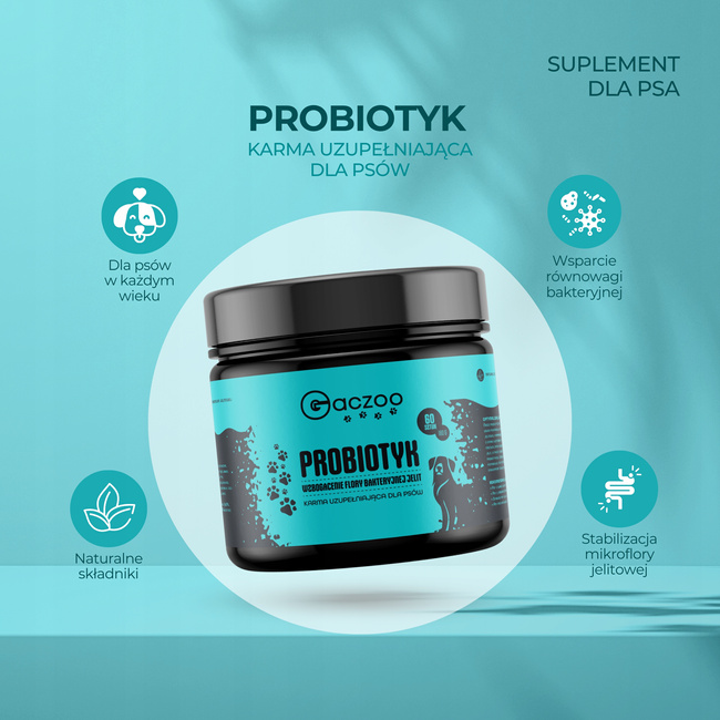 Suplement Probiotyk dla psa Gaczoo 60 szt 180g zdrowy przysmak