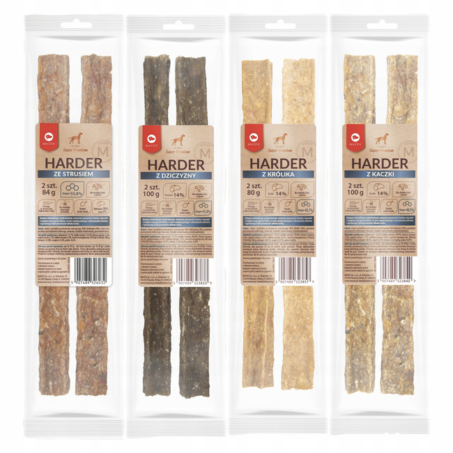 MACED Zestaw przysmaków dla psa 4 x Harder wołowy 100g mix smaków
