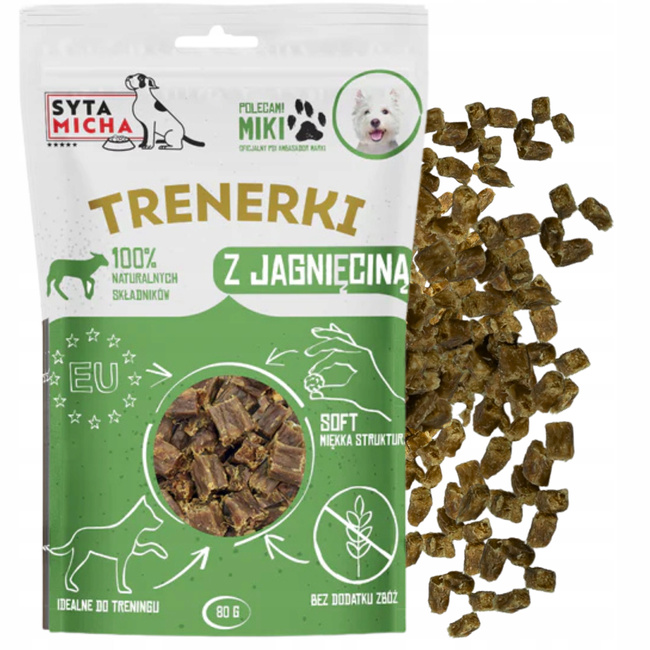 Syta Micha trenerki dla psa jagnięcina 80g naturalny przysmak