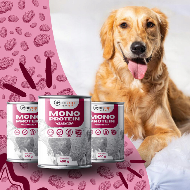 Mokra karma monobiałkowa dla psa Gaczoo MONO PROTEIN Wołowina 24 x 400g