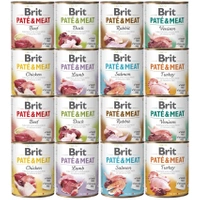 BRIT PATE & MEAT mix smaków karma mokra dla psa 16 x 800g bezzbożowa