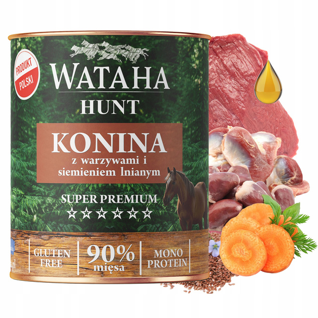 WATAHA HUNT karma mokra dla psa Konina z Warzywami i Siemię Lniane 800g