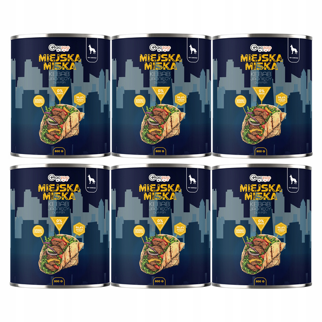 Gaczoo Miejska Miska bezzbożowa karma mokra dla psa Kebab Jagnięcy 6 x 800g