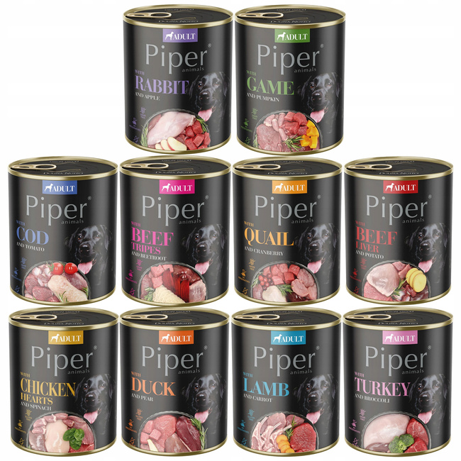 PIPER Karma mokra dla psa DOLINA NOTECI mix smaków 10 x 800g