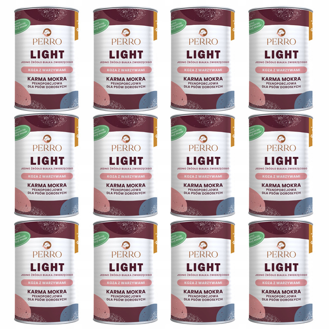 Perro LIGHT Monobiałkowa karma mokra dla psa Koza z warzywami 12 x 400g