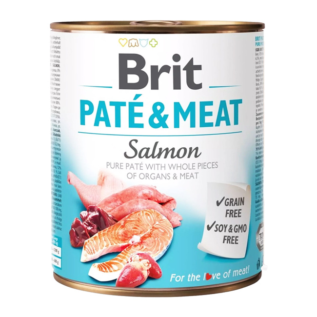 BRIT PATE & MEAT Karma mokra dla psa Łosoś 800g Bezzbożowa