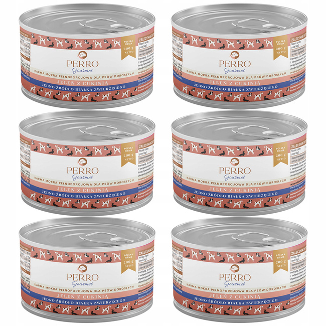 PERRO Gourmet Karma mokra dla psa Jeleń z cukinią 6 x 200g