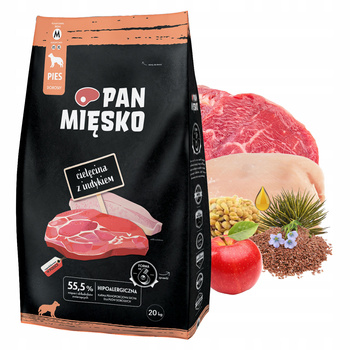 Pan Mięsko Sucha Karma dla psa 20 kg Cielęcina Indyk 