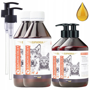 BIOFEED Euphoria Olej rybny z Łososia dla psa i kota zestaw 2x1L + 2x500ml