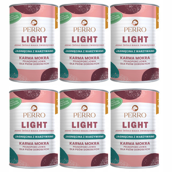 PERRO Light Monobiałkowa karma mokra dla psa Jagnięcina warzywa 6 x 400g
