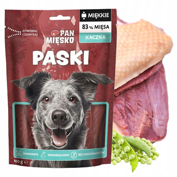 PAN MIĘSKO Paski Naturalny Smakołyk przysmak dla psa Kaczka 100g