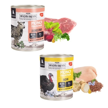 WIEJSKA ZAGRODA Karma mokra dla szczeniąt MONO 2x800g