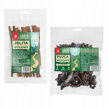 MACED Zestaw przysmaków dla psa Jelita Wołowe 40g + Płuca Wołowe 80g