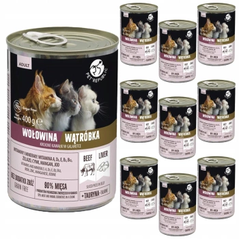 PET REPUBLIC Karma mokra w galaretce dla kota Wołowina Wątróbka 10 x 400g