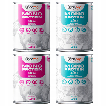 Gaczoo Mono Protein Ultra monobiałkowa karma mokra psa mix smaków 4 x 400g