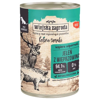 WIEJSKA ZAGRODA Leśne smaki Karma mokra dla psa Jeleń Wieprzowina 400g Bezzbożowa