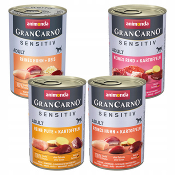 ANIMONDA GranCarno Sensitive karma mokra dla psa Mix Smaków 4 x 400g