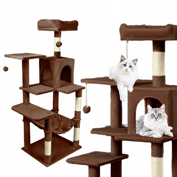 Drapak dla kota Gaczoo duży wieża legowisko brązowy 55 x 45 x 143 cm