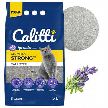 Żwirek Bentonitowy dla kota Calitti Strong 5l Lawenda