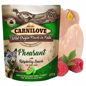 CARNILOVE DOG POUCH Bażant z Liśćmi Maliny karma dla psa mokra 300g