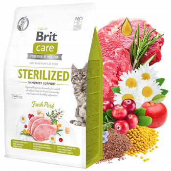 Brit Care Sterilized Immunity 2 kg Pork sucha karma dla kota