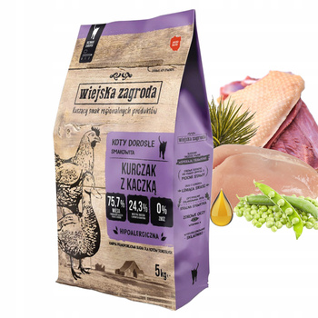 WIEJSKA ZAGRODA sucha karma dla kota 5kg Kurczak Kaczka