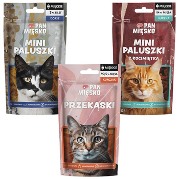 PAN MIĘSKO Naturalny Smakołyk przysmak dla kota Mix smaków 3 x 50g