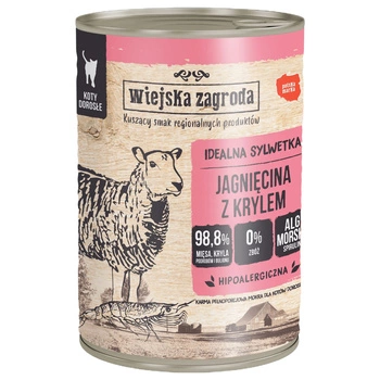 WIEJSKA ZAGRODA Jagnięcina Kryl karma dla kota mokra 400g bezzbożowa