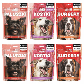 PAN MIĘSKO Naturalny Smakołyk przysmak dla psa mix smaków 6 x 100g