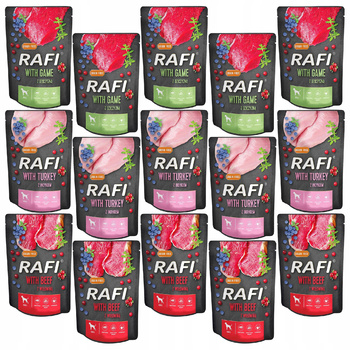 RAFI Karma mokra dla psa Dolina Noteci Mix Smaków 15 x 300g bezzbożowa