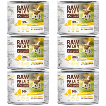 RAW PALEO PUPPY Duoprotein Indyk Dorsz karma dla szczeniąt mokra 6 x 200g