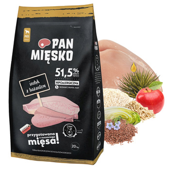 PAN MIĘSKO Karma sucha dla psa Indyk Bażant CHRUPKI S 20 kg